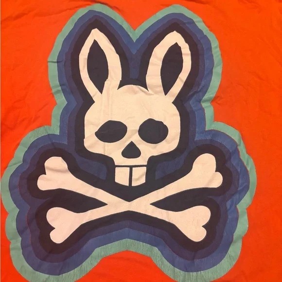 Psycho Bunny Hurell Graphic Tee Shirt Mens 4(S) Orange Short Sleeve Pima Cotton - Picture 4 of 6